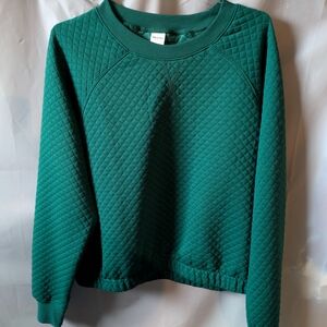 Green Quilted Sweatshirt